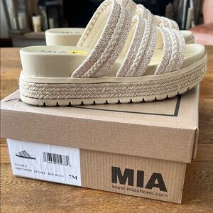 MIA Women's Tan Braided Platform Sandals size 7
